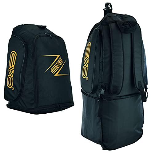 EVO Fitness Mochila deportiva con compartimento para zapatos de malla húmeda, bolsa de viaje para hombres y mujeres, MMA Boxeo, Ejercicios de Boxeo con correa para el hombro, Black, Talla única,