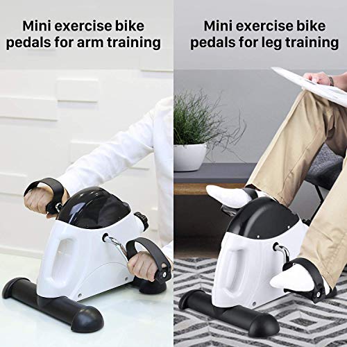 EVOLAND Pedales Estaticos, Mini Bicicleta Estática Plegable, Pedaleador Plegable LCD Pantalla, Máquinas de Brazos y Piernas Entrenamiento Resistencia Ajustable para Hacer Ejercicio en Casa