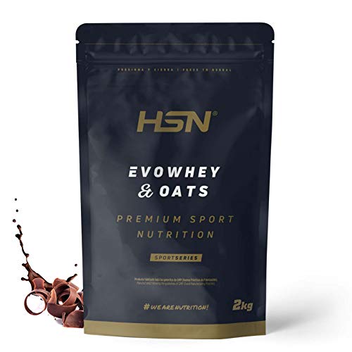 Evowhey & Oats de HSN | Sabor Chocolate 2 Kg = 40 Tomas | Proteína Whey con Harina de Avena | Ideal para Desayunos o Meriendas | Bajo en Azúcar | No-GMO, Vegetariano, Sin Gluten ni Soja