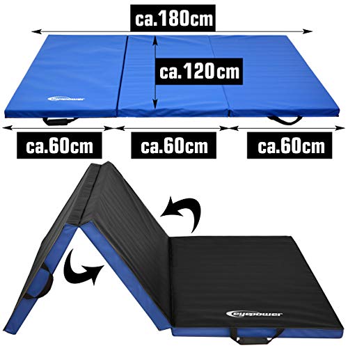 EYEPOWER Colchoneta de Entrenamiento Gimnasia XL 180x120x5cm Plegable Azul