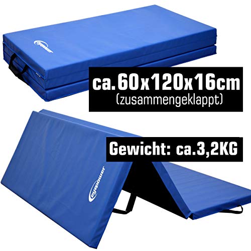 EYEPOWER Colchoneta de Entrenamiento Gimnasia XL 180x120x5cm Plegable Azul