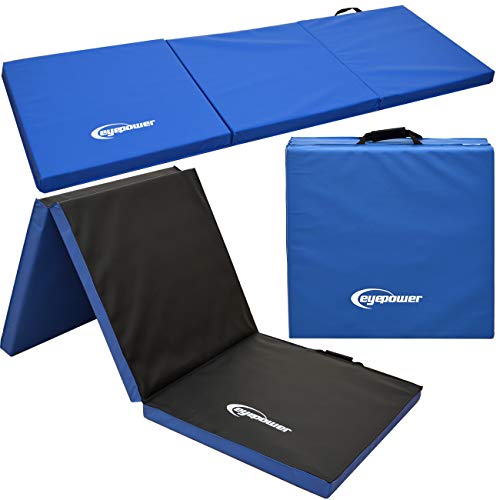 EYEPOWER Colchoneta de Entrenamiento Gimnasia XL 180x60x5cm Plegable Azul