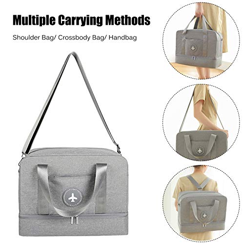 FANDARE 3 en 1 Bolsa de Viaje Gimnasio Bolsa de Hombro Mochila Bolsa de Deporte Plegable Bolsa de Gimnasio Bolsa de Natación para Hombres Mujeres Playa Natación Ejercicio Gris A