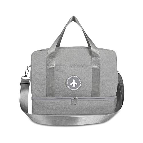 FANDARE 3 en 1 Bolsa de Viaje Gimnasio Bolsa de Hombro Mochila Bolsa de Deporte Plegable Bolsa de Gimnasio Bolsa de Natación para Hombres Mujeres Playa Natación Ejercicio Gris A