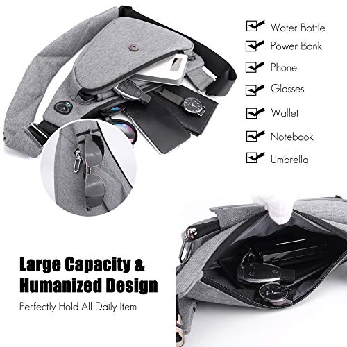 FANDARE Ultraligero Bolsos Cruzados Bandoleras Hombre Bolsa de Pecho Niño Sling Bag para Deportiva Viaje Ciclismo Hiking Camping Aptitud Casual Daypacks Negro