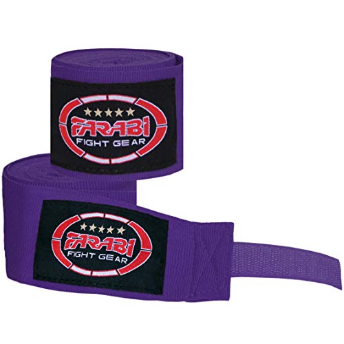 Farabi Kids Boxing Hand Wraps 2.5 Metros Hand Wraps estilo mexicano estirable (Purple)