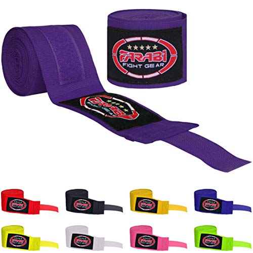 Farabi Kids Boxing Hand Wraps 2.5 Metros Hand Wraps estilo mexicano estirable (Purple)