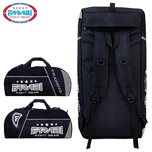 Farabi Sports Fitness-Studio Uniforme de fitness, MMA, Bolsa de equipo de boxeo, Bolsa de viaje Bolsa de entrenamiento de marcha (Black/Grey)