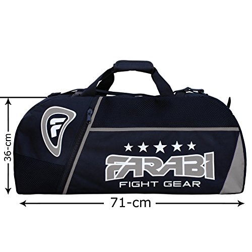 Farabi Sports Fitness-Studio Uniforme de fitness, MMA, Bolsa de equipo de boxeo, Bolsa de viaje Bolsa de entrenamiento de marcha (Black/Grey)