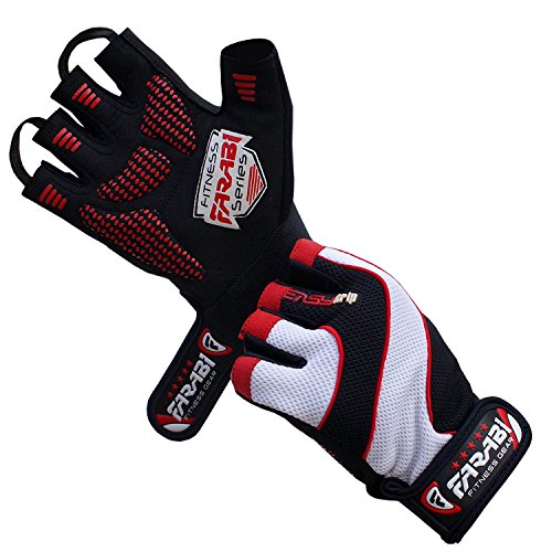 Farabi Sports Guantes de levantamiento de pesas - Guantes de entrenamiento para fitness, gimnasio, levantamiento de pesas, entrenamiento con par (Red, S/M)