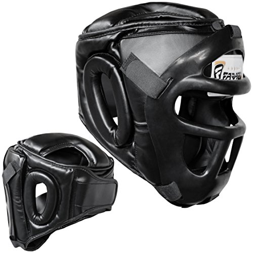 Farabi Sports Guardia Protector de Cabeza Cara de Ahorro de Casco con la Cara Frontal extraíble Grill (Black, Medium)