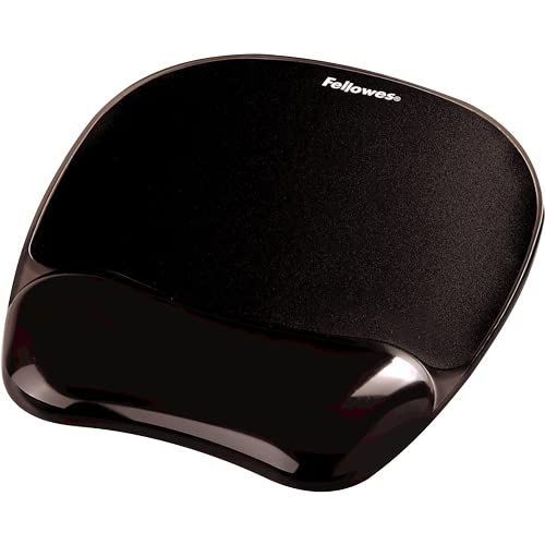 Fellowes Gel Crystals - Alfombrilla de ratón con reposamuñecas ergonómico, color negro