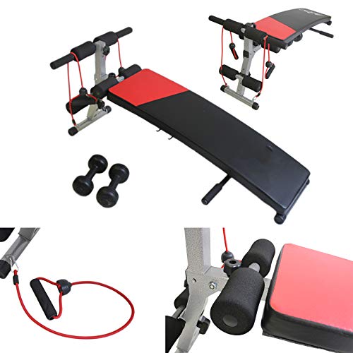 FFitness FLMD312N - Banco ajustable para abdominales, abdominales, pectorales, glúteos, pantorrillas, dorsales, casa, fitness, gimnasio, multifunción, pesas, color negro