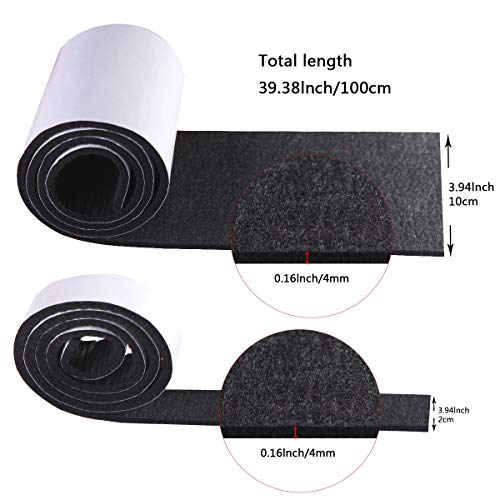 Fieltro Adhesivo Negro, HTBAKOI Fieltro Muebles Suelo 2 Rollos (100*10cm+100*2cm) Cinta Protector Fieltro Adhesivo Corte Libre en Cualquier Forma con Fuerte Adherencia para Muebles Sillas Objetos.etc