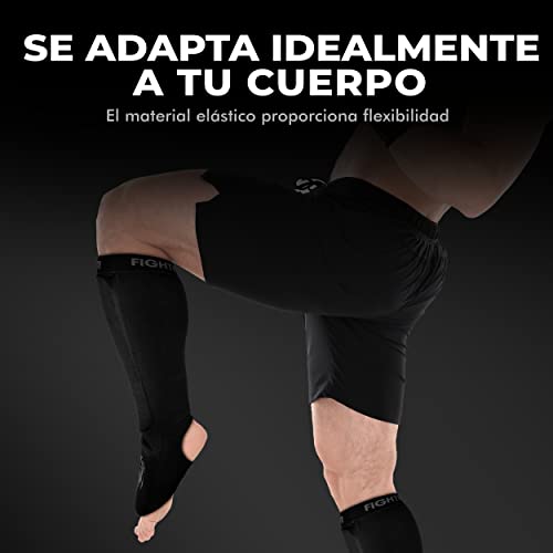 FIGHTR® Espinilleras - con Ajuste Acolchado Ideal | Espinilleras para Patadas en Kickboxing, MMA, Muay Thai y Otras Artes Marciales.