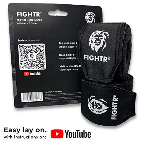 FIGHTR® Premium Vendas de Boxeo máxima Estabilidad y Seguridad | 4m Cinta de Boxeo Medio elásticos con Lazo para el Pulgar para Boxeo, MMA, Mauy Thai - Box Bandage Sport