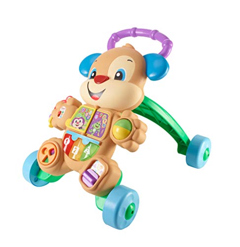 Fisher-Price Ríe y aprende Andador Perrito Primeros Pasos, juguete con actividades, luces y sonidos, regalo para bebés +6 meses (Mattel HBW52), Embalaje sostenible