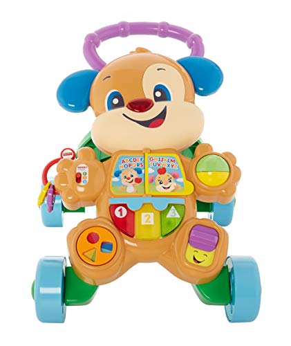 Fisher-Price Ríe y aprende Andador Perrito Primeros Pasos, juguete con actividades, luces y sonidos, regalo para bebés +6 meses (Mattel HBW52), Embalaje sostenible