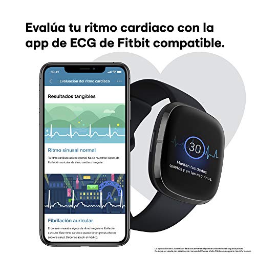 Fitbit Sense - Smartwatch avanzado de salud con herramientas avanzadas de la salud del corazón, gestión del estrés y tendencias de temperatura cutánea, Acero inoxidable grafito, con Alexa integrada