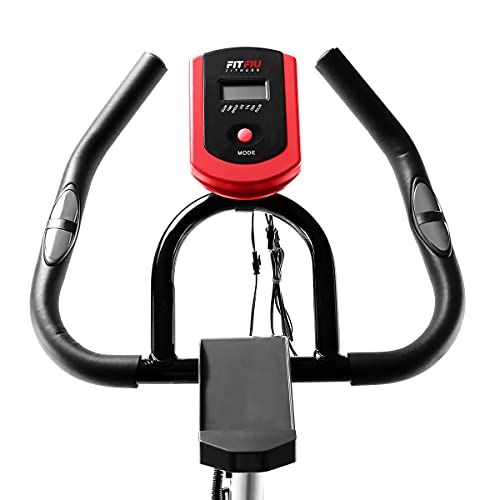 FITFIU BESP-50 - Bicicleta Indoor con disco inercia 11kg, múltiples niveles de resistencia, manillar de triatlón, Pulsómetro y pantalla LCD, Bici para casa entrenamiento Cardio y Fitness