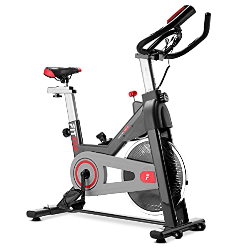 FITFIU BESP-50 - Bicicleta Indoor con disco inercia 11kg, múltiples niveles de resistencia, manillar de triatlón, Pulsómetro y pantalla LCD, Bici para casa entrenamiento Cardio y Fitness