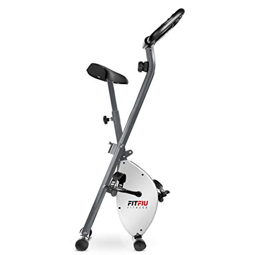 FITFIU Fitness BEST-200 - Bicicleta Estática plegable con disco de inercia de 8 kg, Pulsómetro, regulable a 8 niveles de esfuerzo, entrenamiento cardio moderado y rehabilitación, peso máx 110 kg