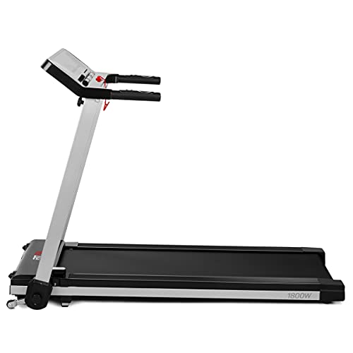 FITFIU Fitness MC-260 - Cinta de correr plegable ultracompacta, velocidad ajustable hasta 12 km / h, diseño minimalista, superficie carrera 41 x 122 cm, potencia 1800 W, pulsómetro, peso máx 110 kg