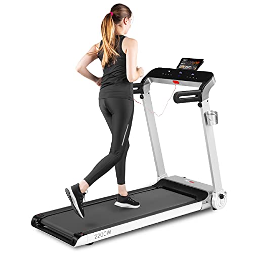 FITFIU Fitness MC-460 - Cinta correr compacta plegable, motor silencioso 2200 W, velocidad máx 15 km / h, Cinta fitness con superficie carrera 46 x 122 cm, Bluetooth, USB, peso máx 100 kg