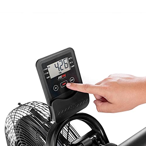 FITFIU Fitness RA-200 - Máquina de Remo con resistencia por aire, plegable, con ruedasy asiento acolchado, Remadora para entrenamiento cardio y cross training en casa, peso máx. usuario 110kg