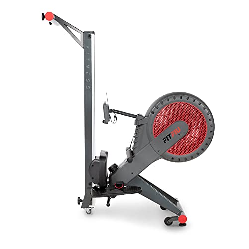 FITFIU Fitness RA-300 - Máquina de Remo plegable con resistencia por aire y asiento acolchado, Máquina remo entrenamiento cardio y cross training, 12 niveles de resistencia, peso máx. usuario 110kg