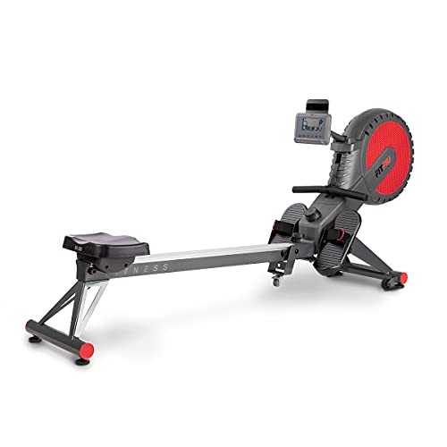 FITFIU Fitness RA-300 - Máquina de Remo plegable con resistencia por aire y asiento acolchado, Máquina remo entrenamiento cardio y cross training, 12 niveles de resistencia, peso máx. usuario 110kg