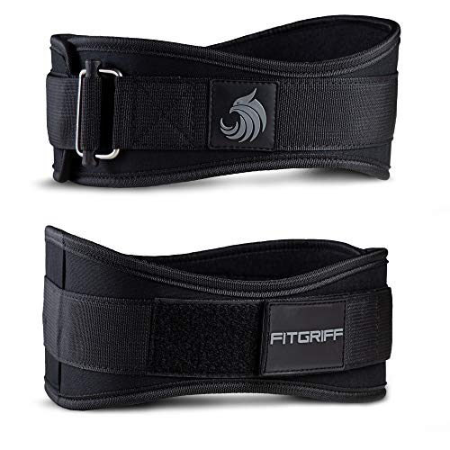 Fitgriff® Cinturon Lumbar Gimnasio V2 - Cinturón de Powerlifting, Gym, Lastre Dominadas, Halterofilia, Crossfit, Levantamiento Pesas, Musculacion - Mujeres y Hombres (Full Black, XS)