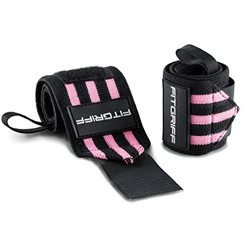 Fitgriff® Muñequeras Gym, Deportivas, Musculación, Gimnasio, Calistenia, Wrist Wraps - Mujeres y Hombres - Black/Pink