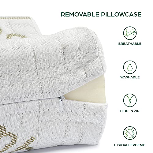 Flowen Almohada Piernas y Rodillas para Dormir de Lado Cojin Lumbar Ortopedico en Espuma Viscoelástica Alivia Dolor de Espalda Soporte Tobillo y Posicionadora Cadera Funda de Bambú Antiácaros