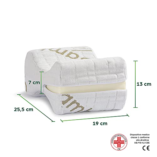 Flowen Almohada Piernas y Rodillas para Dormir de Lado Cojin Lumbar Ortopedico en Espuma Viscoelástica Alivia Dolor de Espalda Soporte Tobillo y Posicionadora Cadera Funda de Bambú Antiácaros