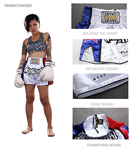 FLUORY Muay Thai Shorts, MMA Fight Shorts Ropa de Entrenamiento Jaula Lucha Grappling Artes Marciales Kickboxing Shorts Ropa