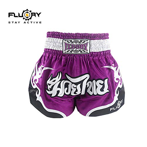 FLUORY Muay Thai Shorts, MMA Fight Shorts Ropa de Entrenamiento Jaula Lucha Grappling Artes Marciales Kickboxing Shorts Ropa