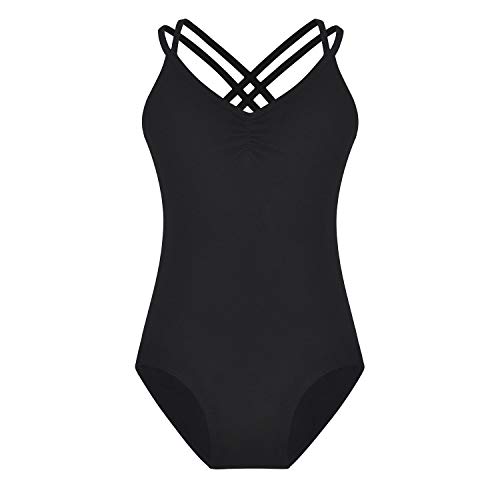 FONLAM Maillot de Ballet Danza para Niña Traje Leotardo Maillot Tradicional Gimnasia Actuación Fiesta Niña (9-10 Años, Negro)