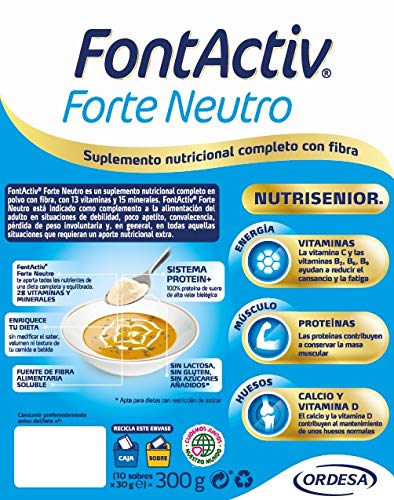 FONTACTIV Forte Neutro Nf - 10 Sobres De 30Gr Suplemento Nutricional Para Adultos Y Mayores - 1 A 4 Sobres Al Día. 300 g