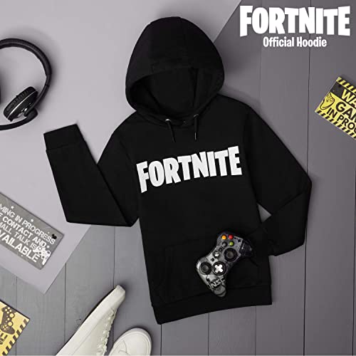 Fortnite Sudadera Niño, Ropa para Niño De Videojuego, Sudadera con Capucha para Niños, Gamer Regalos 7-15 Años (11-12 años, Negro)