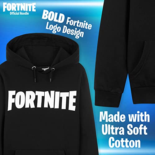 Fortnite Sudadera Niño, Ropa para Niño De Videojuego, Sudadera con Capucha para Niños, Gamer Regalos 7-15 Años (11-12 años, Negro)