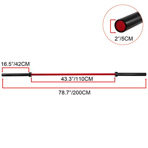 Frantools 2M Barra Olímpica Levantamiento de Pesas Ideal 15 KG para Dar Forma a Los Músculos Fortalecer Las Sentadillas y Las Estocadas Apto (Rojo)