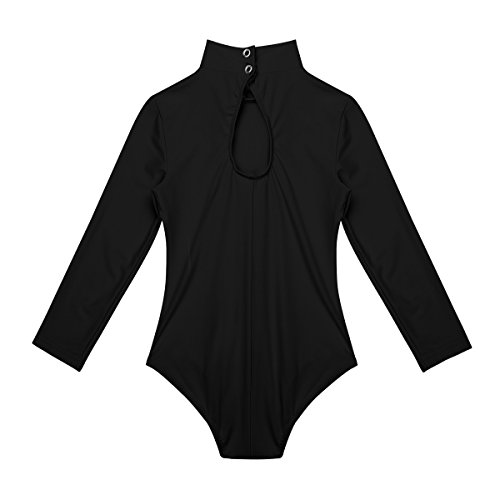 Freebily Maillot Leotardo Gimnasia Elástico Niña Maillot de Danza Ballet Gimnasia Rítmica Manga Larga Body Clásico Mono Malla Fitness Patinaje Infántil Negro A 8-10 años