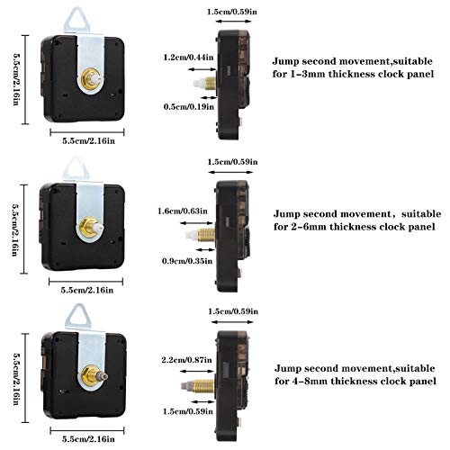 FRIUSATE 3 Piezas Mecanismo Reloj de Pared Mecanismos de Movimiento de Reloj de Cuarzo Maquinaria Reloj Pared para DIY Reparación de Reloj Reemplazo de Piezas con 6 Diferentes Pares de Manecillas