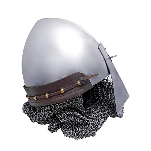 frühe Bacinete con Nasal extraíble y brünne. 2 mm de combate de exhibición Casco, Vikinga de acero de Medieval de Get Dressed for Battle.