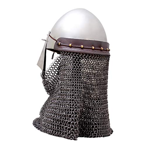 frühe Bacinete con Nasal extraíble y brünne. 2 mm de combate de exhibición Casco, Vikinga de acero de Medieval de Get Dressed for Battle.