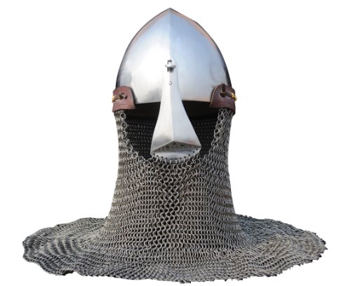 frühe Bacinete con Nasal extraíble y brünne. 2 mm de combate de exhibición Casco, Vikinga de acero de Medieval de Get Dressed for Battle.