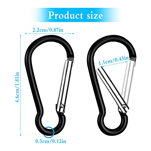 Fumanduo 80Pcs Carabiner Clip Mini Llavero Mosquetón de Aleación de Aluminio Mosquetón Llavero Clips para al Aire Libre Camping Senderismo(4.6 x2.2cm,Negro)