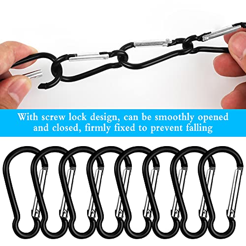 Fumanduo 80Pcs Carabiner Clip Mini Llavero Mosquetón de Aleación de Aluminio Mosquetón Llavero Clips para al Aire Libre Camping Senderismo(4.6 x2.2cm,Negro)