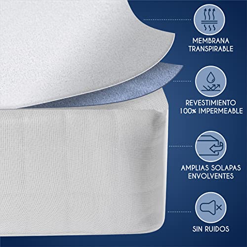 Funda Colchon 160 x 200 cm Impermeable - Dreamzie - Protector Colchon Oeko-Tex® Hipoalergénico, Anti-Bacteriano, Anti-Acaros - Made in EU